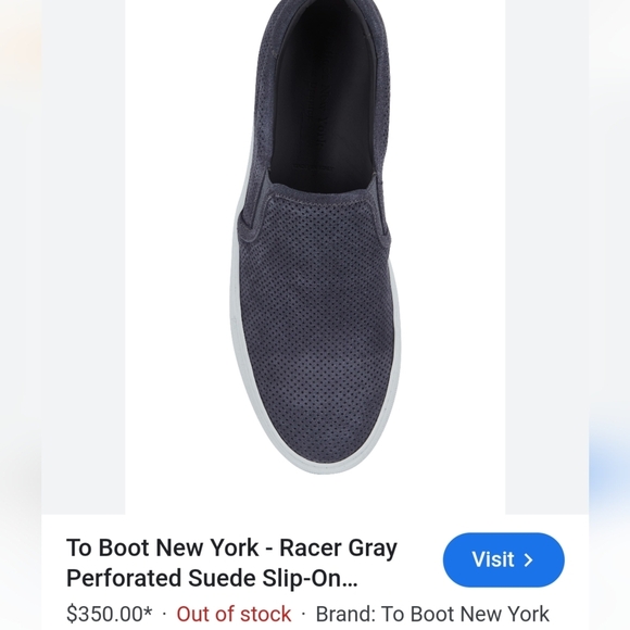 To Boot New York Racer Gray Perforated Suede Slip-On Sneaker SIZE 11 - Picture 8 of 15